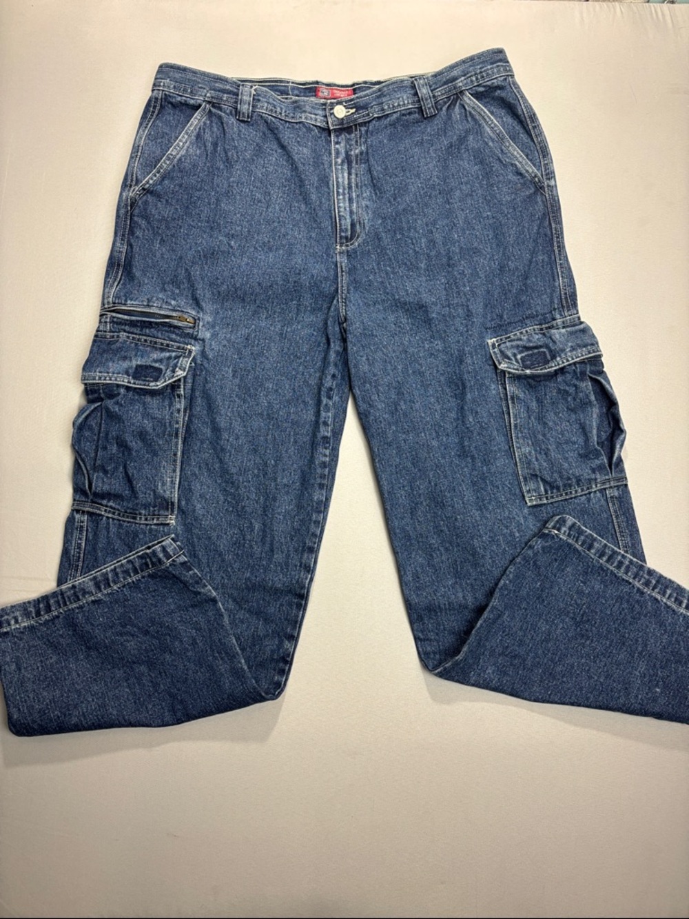 Vintage Faded Glory Y2K Men's 38 Cargo Skater Baggy Denim Jeans
